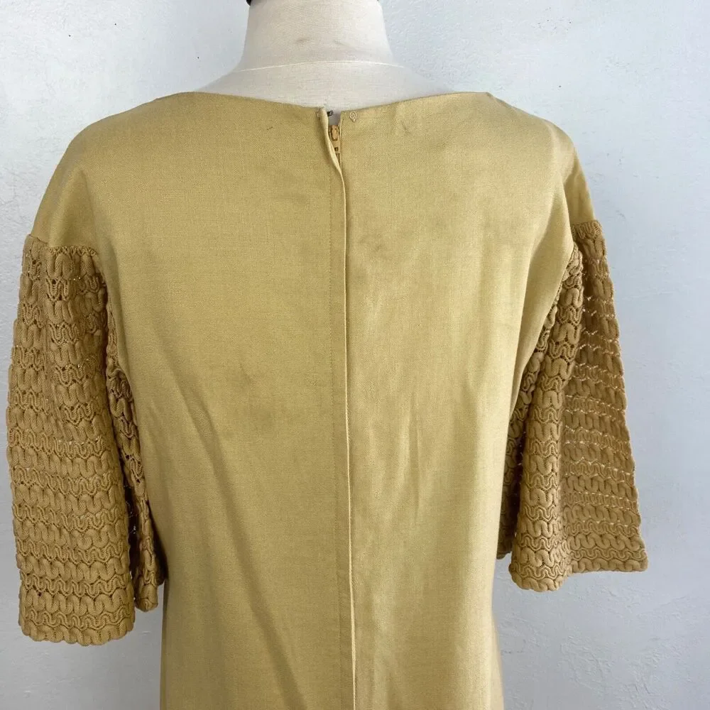 Vintage 60s Martin Berens Goldenrod Mustard Shift Dress Large Tall Juniors